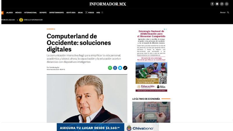 Gustavo Campa López, Director General de Computerland de Occidente, en El Informador